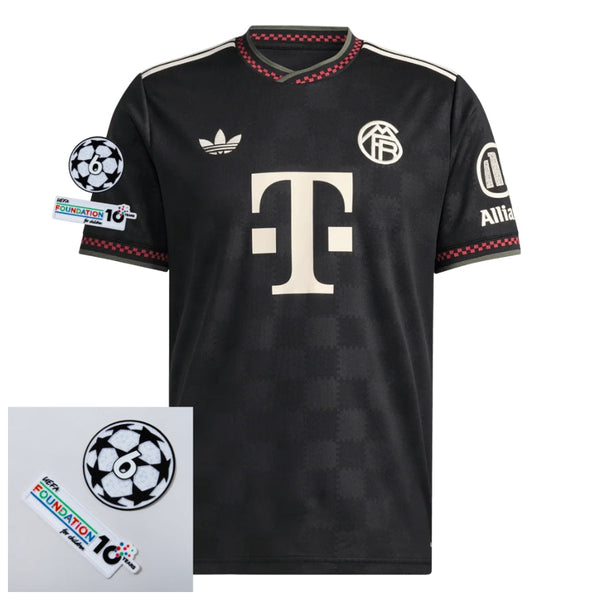 Bayern München Third Fan Jersey 2025/26 Patches UCL + 10th Anniversary UEFA Foundation